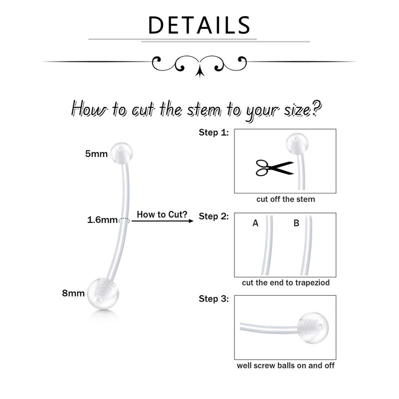D.Bella 14G Pregnancy Belly Button Rings 38mm Flexible Bioplast Maternity Navel Rings Retainer for Women Stainless Steel Replacement Bars - Image 4